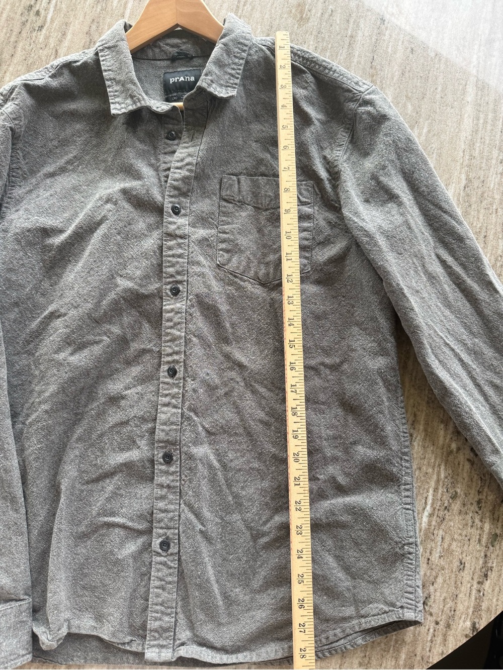 Prana Men's Charcoal Hemp blend Button-Down Long Sleeve Shirt - Picture 5 of 7